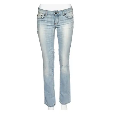 Just Cavalli Blue Denim Distressed Straight Fit Jeans