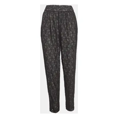 Alice + Olivia Black Floral Lace Trousers