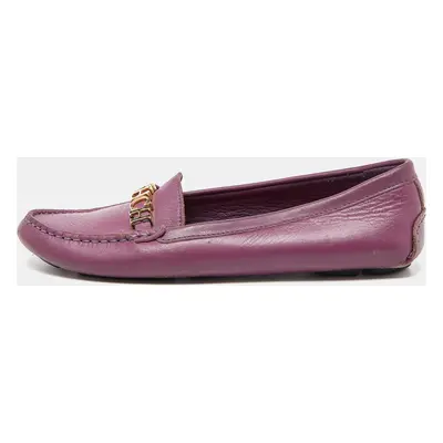 CH Carolina Herrera Purple Leather Logo Detail Loafers Size