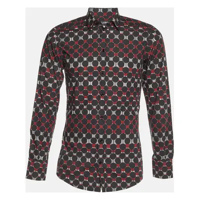 Dolce & Gabbana Gold Black Printed Cotton Buttoned Up Shirt