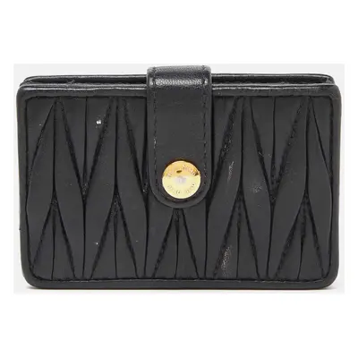 Miu Miu Black Matelassé Leather Card Case