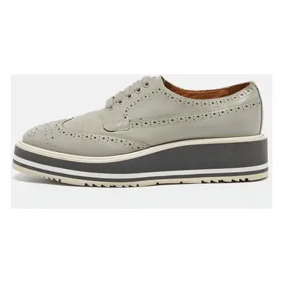 Prada Grey Leather Derby Sneakers Size