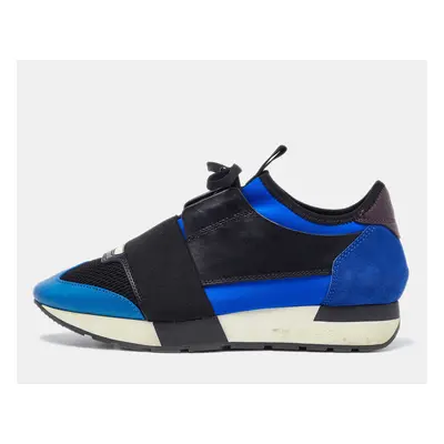 Balenciaga Tricolor Leather,Suede and Mesh Race Runner Sneakers Size