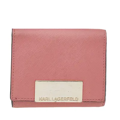 Karl Lagerfeld Pink Saffiano Leather Trifold Wallet