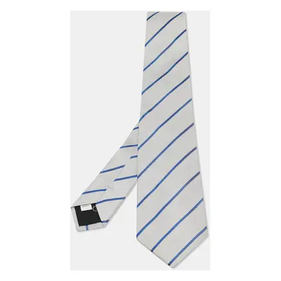 Valentino White/Blue Striped Silk Tie