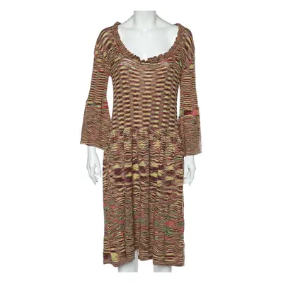 Missoni Multicolor Patterned Wool Knit Midi Dress