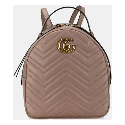 Gucci Pink Beige Leather GG Marmont Backpack