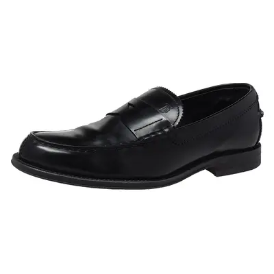 Tod's Black Leather Penny Slip On Loafers Size 39.5