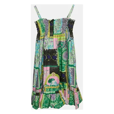 Versace Kids Multicolor Printed Cotton Smocked Sleeveless Dress Yrs