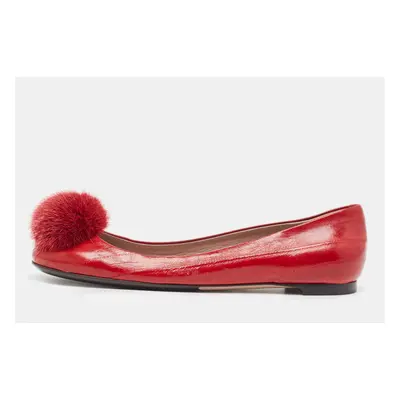 Gucci Red Eel Pom Pom Ballet Flats Size