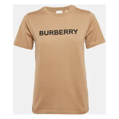 Burberry Brown Logo Print Cotton Crew Neck T-Shirt