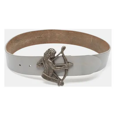 Dolce & Gabbana Grey Leather Sagipter Waist Belt 80CM