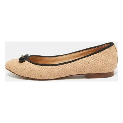 Tory Burch Beige Quilted Leather Marion Ballet Flats Size 39.5