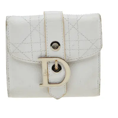 Dior White Cannage Leather French Wallet