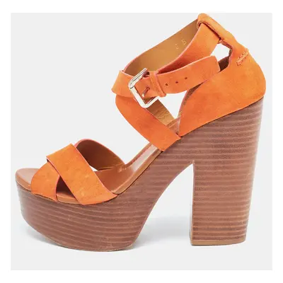 Ralph Lauren Collection Orange Suede Alannah Sandals Size