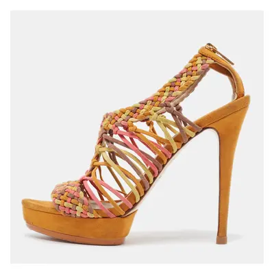 Le Silla Multicolor Suede Woven Platform Sandals Size 36.5