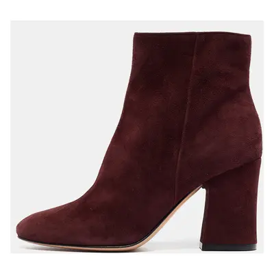 Gianvito Rossi Plum Suede Rolling Ankle Boots Size 36.5