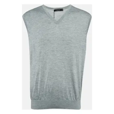 Ermenegildo Zegna Grey Cashmere Blend V-Neck Sleeveless T-Shirt