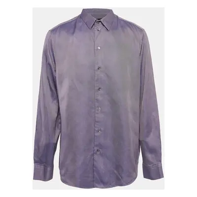 Giorgio Armani Purple Pattern Cotton Button Up Shirt