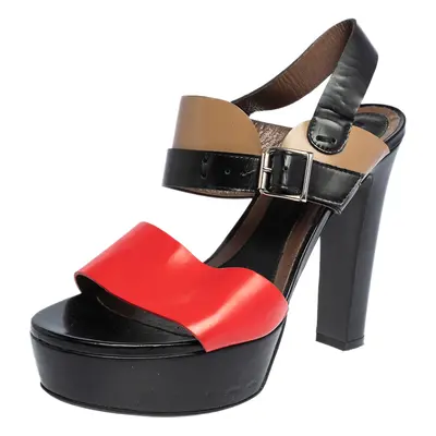 Marni Tricolor Leather Platform Ankle Strap Sandals Size