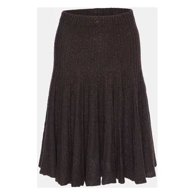 Etro Brown Wool Lurex Knit Midi Skirt