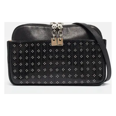 Chloe Black Snakeskin, Nubuck and Leather Studded Crossbody Bag