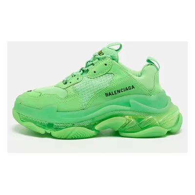 Balenciaga Green Mesh and Leather Triple Low Top Sneakers Size