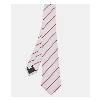 Valentino White/Red Diagonal Striped Silk Tie