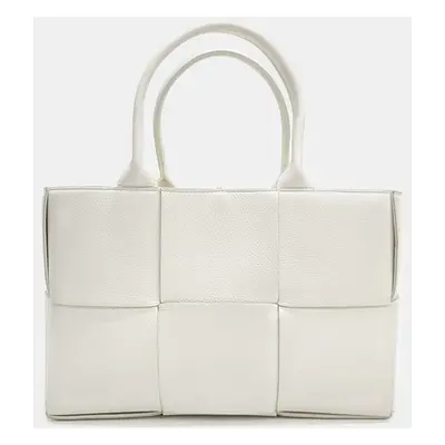 Bottega Veneta White Leather Arco Small Tote Bag