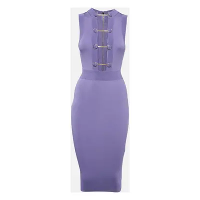 Elisabetta Franchi Lavender Chain Link Stretch Knit Sheath Dress s