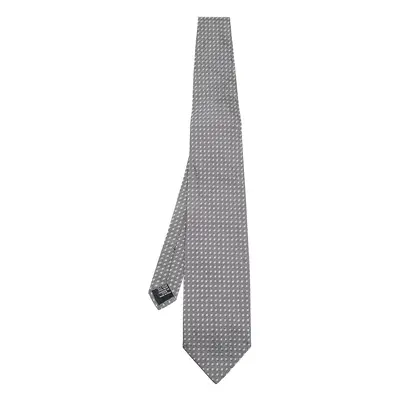 Boss By Hugo Boss Grey Square Patterned Silk Jacquard Tie