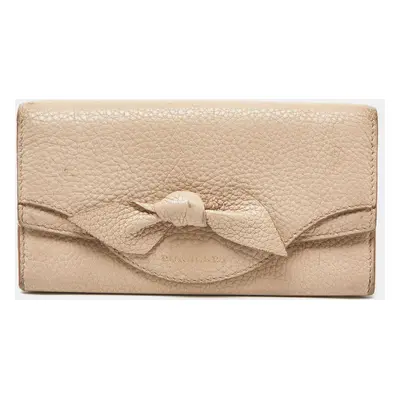 Burberry Beige Leather Bow Continental Wallet