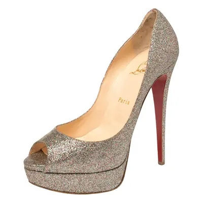 Christian Louboutin Multicolor Glitter Lady Peep Toe Pumps Size