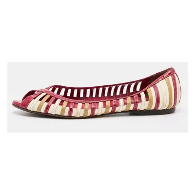 D&G Tri Color Patent Leather Open Toe Flats Size