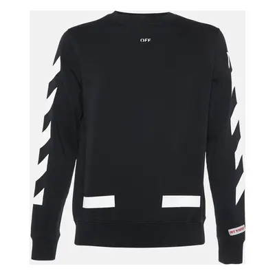 Off-White Black Arrow Print Cotton Crew Neck Sweatshirt