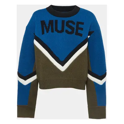 Zadig & Voltaire Blue/Green Muse Intarsia Rib Knit Sonny Sweater