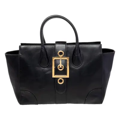 Gucci Black Leather Lady Buckle Tote