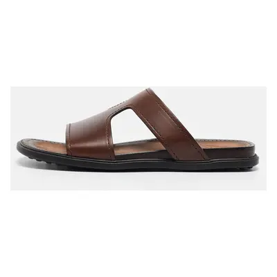 Tod's Brown Leather Slide Flats Size 41.5