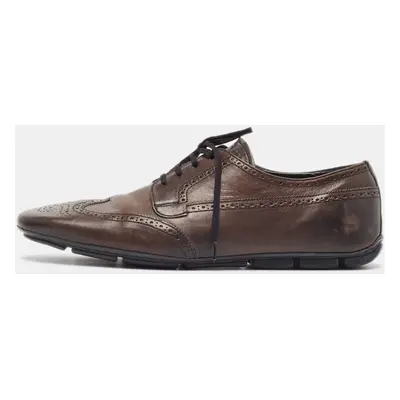 Prada Brown Brogue Leather Lace Up Oxfords Size