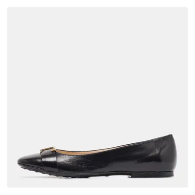 Tod's Black Leather Ballet Flats Size