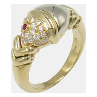 Bvlgari 18k Yellow Gold Diamond Naturalia Ruby Ring EU