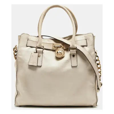 MICHAEL Michael Kors Light Beige Leather Hamilton North South Tote