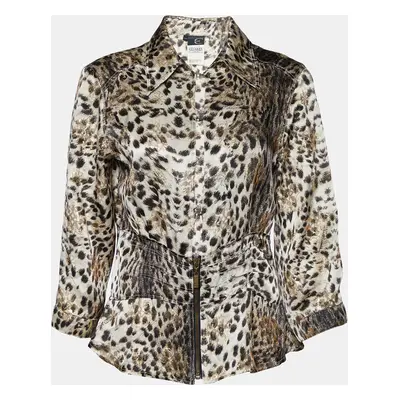 Just Cavalli Beige Animal Printed Fil Coupe Shirt