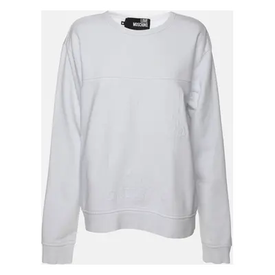 Love Moschino White Cotton Peace Sign Sweatshirt