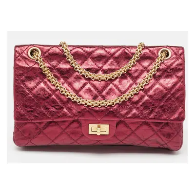 Chanel Metallic Burgundy Quilted Aged Leather Classic Reissue 2.55 Flap Bag