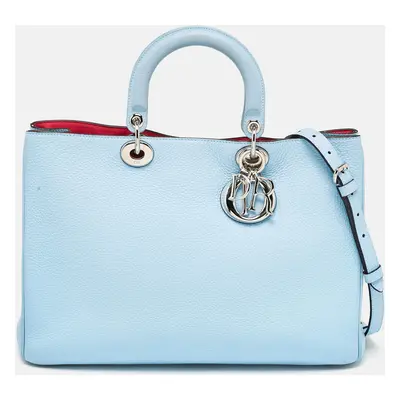 Dior Light Blue Leather Large Diorissimo Shopper Tote