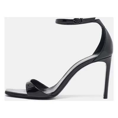 Saint Laurent Black Patent Leather Jane Ankle Strap Sandals Size 38.5