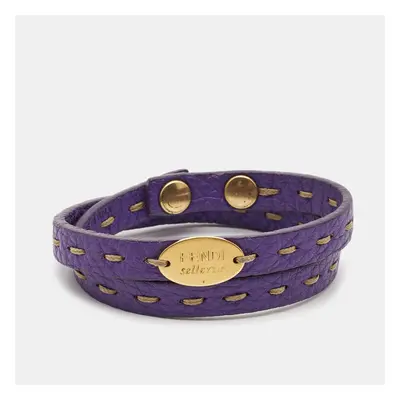 Fendi Selleria Leather Gold Tone Bracelet