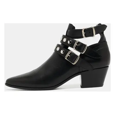 Saint Laurent Black Leather Ankle Boots Size