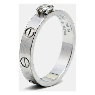 Cartier Love Solitare Diamond 18k White Gold Ring Size